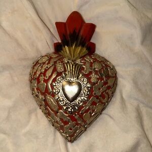 Red and Gold Heart-Shaped Decorative Piece
